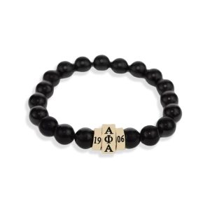 Alpha Phi Alpha natural stone beaded bracelet Black